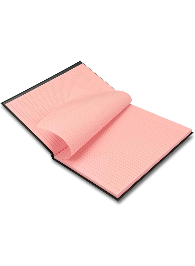 FIS Hard Cover Notebook, Glued Binding, A4 Size(210x297mm), 96 Sheets, 192 Pages, Pastel Pink Color Paper with 8mm Single Line Ruling, Packet of 5 Pieces, Black Cover Design-FSNBA4SL96PPI - Image 5
